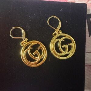 Gold Designer Logo Earrings matching set available